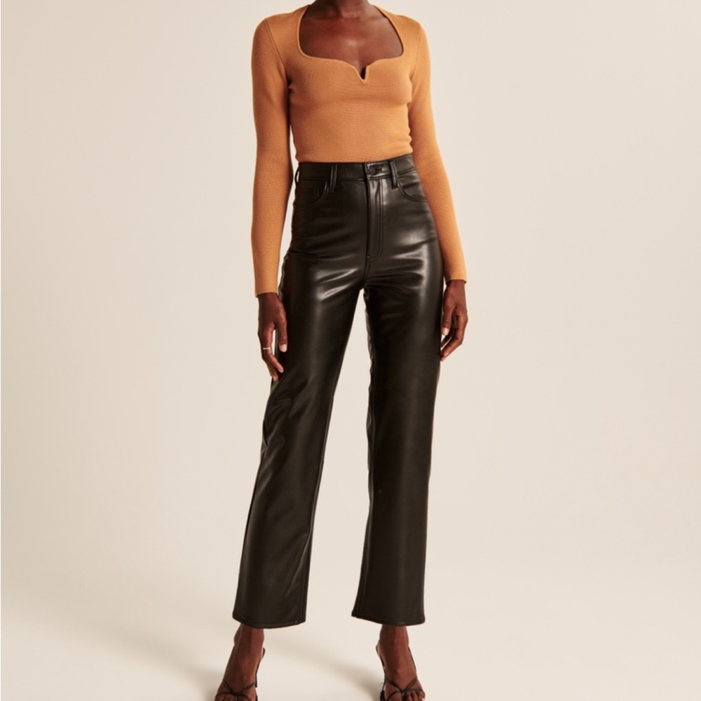 Abercrombie and Fitch The Ankle Straight Ultra High Rise Vegan Leather